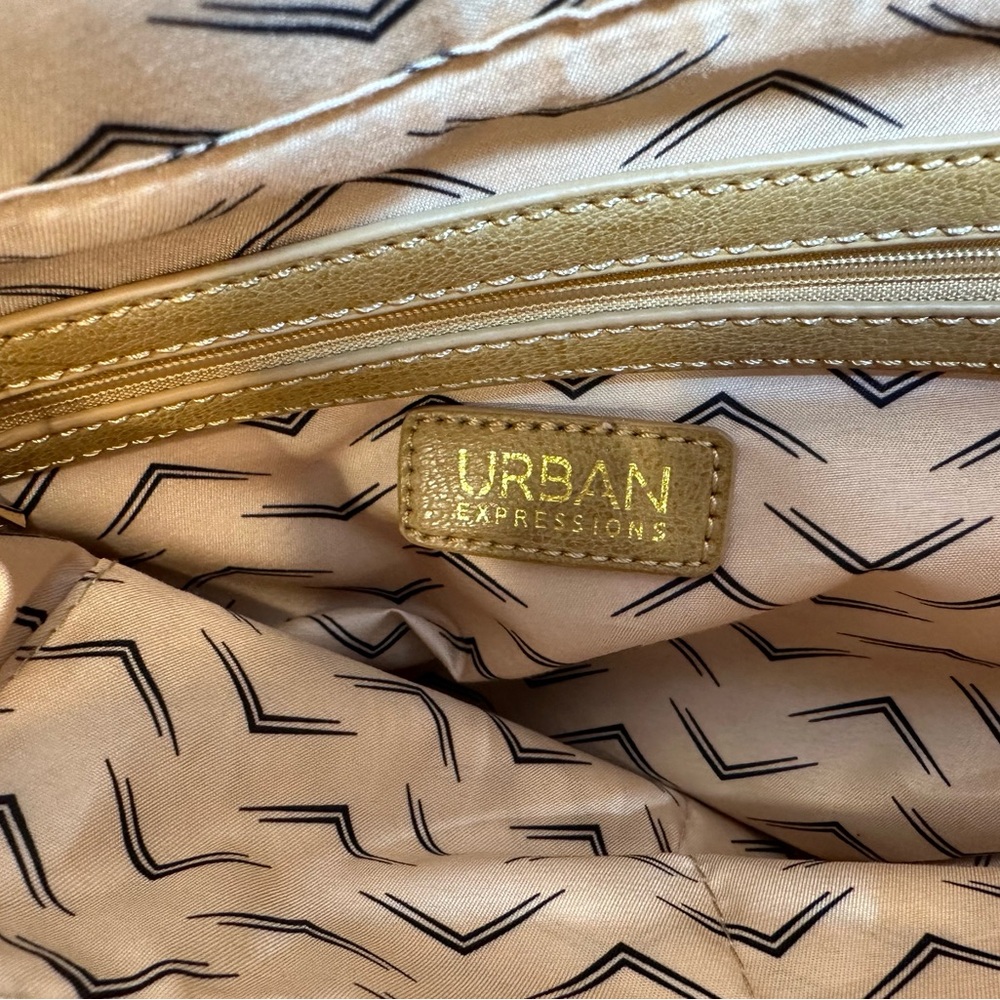Urban Expressions Large Natural Woven Vegan Leather Handbag Purse Tote Preowned - Picture 8 of 14